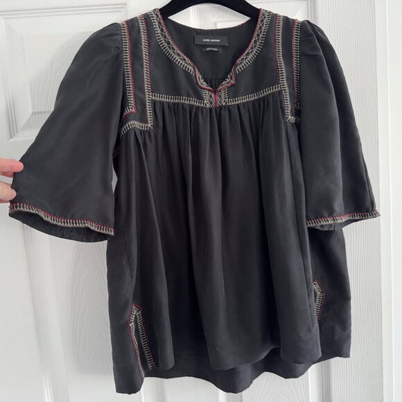 Isabel Marant Embroidered/Beaded Silk Blouse in Black, Fits size Xs - Picture 9 of 15